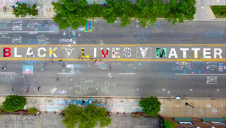 BLM Street Mural Aerial Photo Image of Black Lives Matter Street Mural Aerial Photo