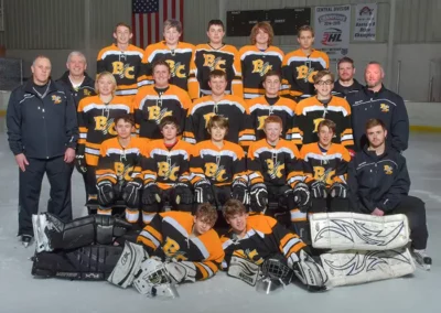 Image of Battle Creek Hockey team photo on ice