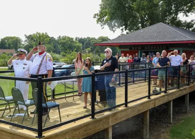Image at the New Buffalo Train Museum Veteran Ceremony during national anthem