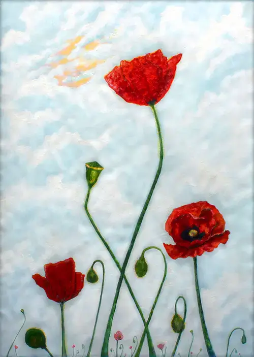 Poppy Field A image of a gouache painting of a poppy field.