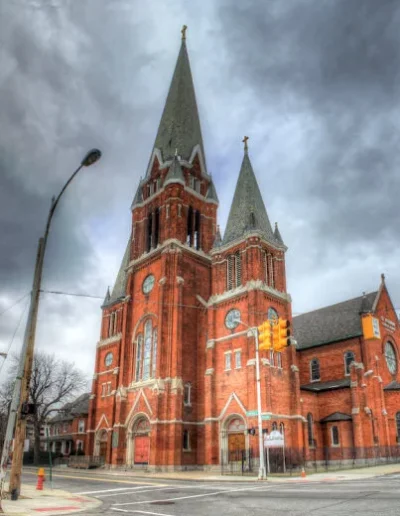 Image of St Josaphat Exterior Glass in Detroit Michigan