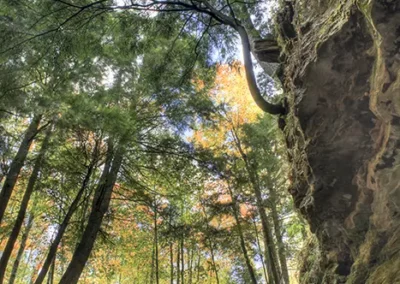 Image of Tannery Falls in Munising Michigan with autumn colors.